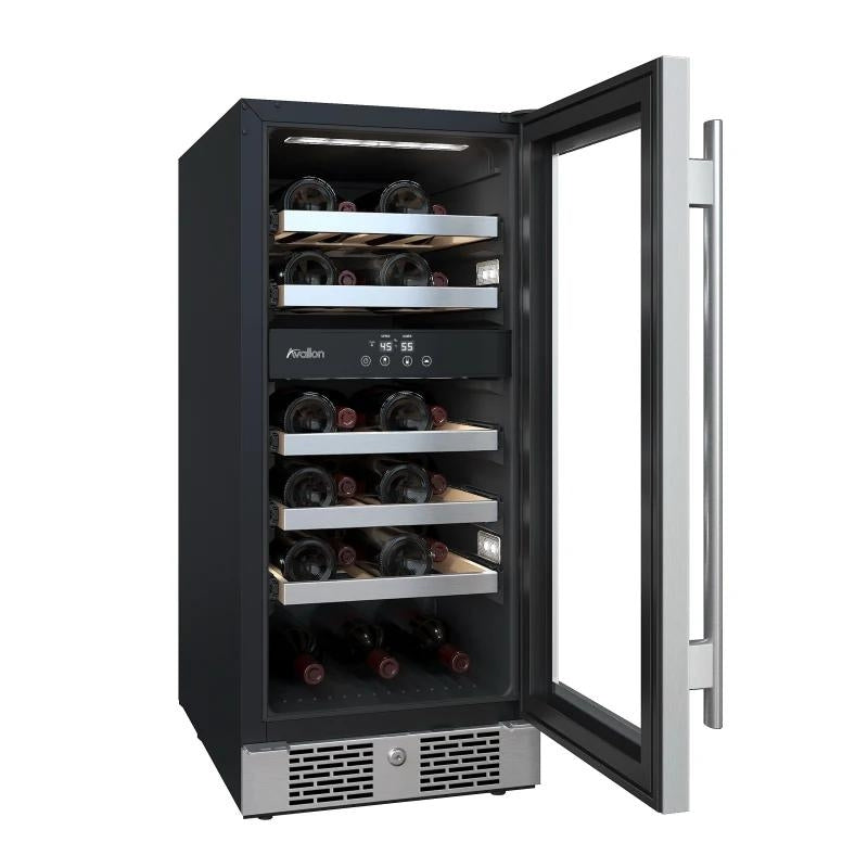 Avallon AWC152DZRH Dual Zone Wine Cooler with Right Swing Door (15 Inch Wide 23 Bottle Capacity) Door Open