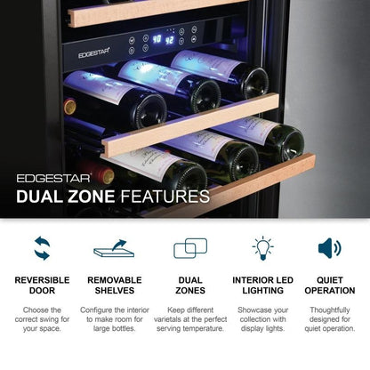 EdgeStar CWR263DZ Built-In Dual Zone 23 Bottle Wine Cooler Picture 3