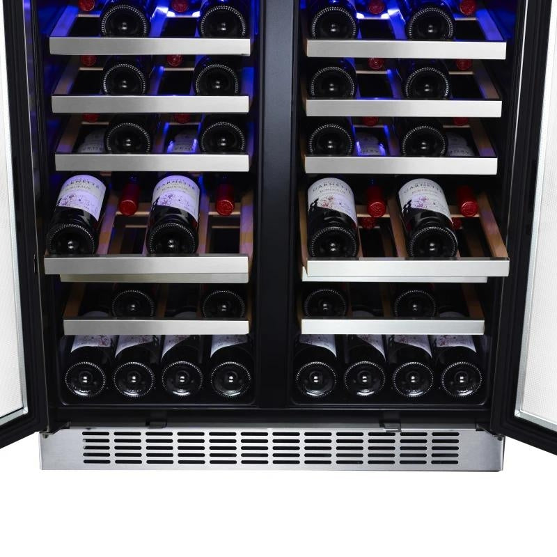 EdgeStar CWR5631FD Built-In French Door Wine Cooler with Door Locks (30 Inch Wide 56 Bottle Capacity) Doors Open
