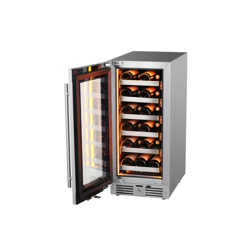 Landmark L3015UI1WPR-LH Wine Cooler with Alternating Amber LED lighting, Door Alarm, Touch Control Panel and Lockable Left Hinged Door