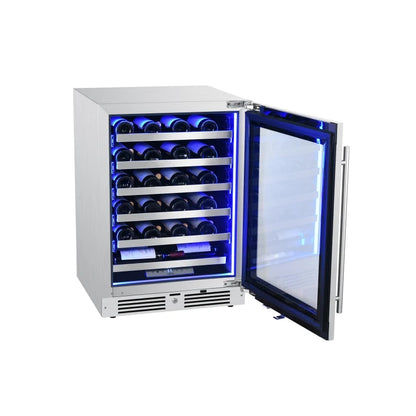 Landmark L3024UI1WPR-RH Single Zone Wine Cooler with Alternating Blue LED lighting, Door Alarm, Touch Control Panel and Lockable Right Hinged Door (24 Inch Wide 44 Bottle Capacity)
