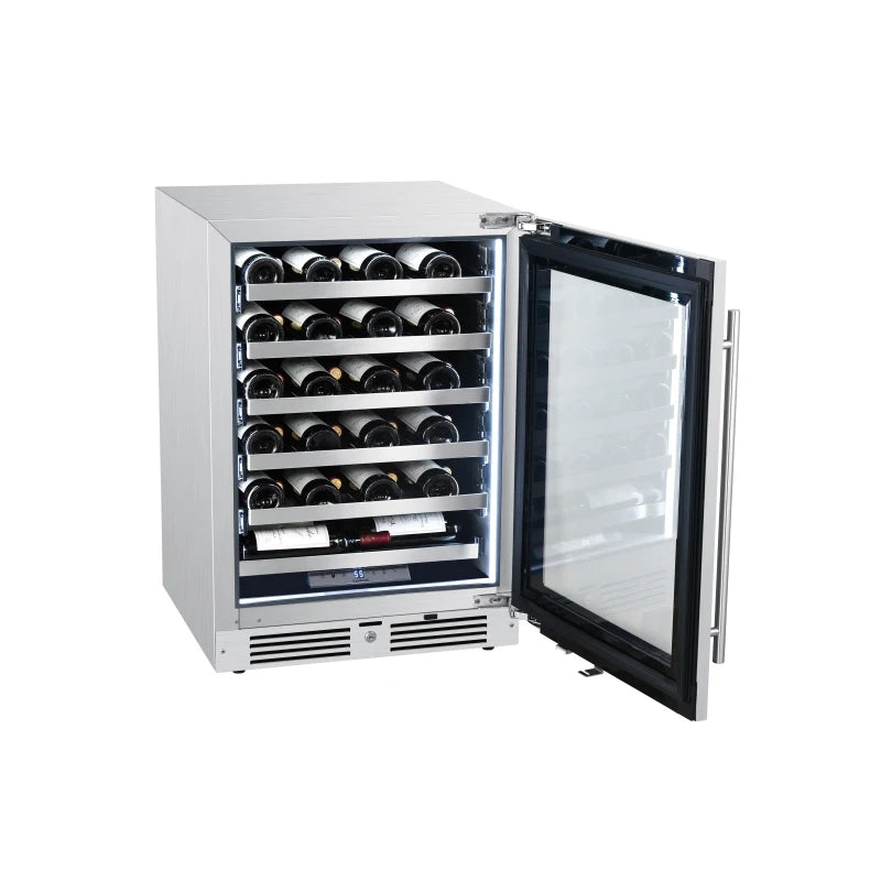 Landmark L3024UI1WPR-RH Single Zone Wine Cooler with Alternating White LED lighting, Door Alarm, Touch Control Panel and Lockable Right Hinged Door (24 Inch Wide 44 Bottle Capacity)