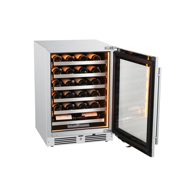 Landmark L3024UI1WPR-RH Single Zone Wine Cooler with Alternating Amber LED lighting, Door Alarm, Touch Control Panel and Lockable Right Hinged Door (24 Inch Wide 44 Bottle Capacity)